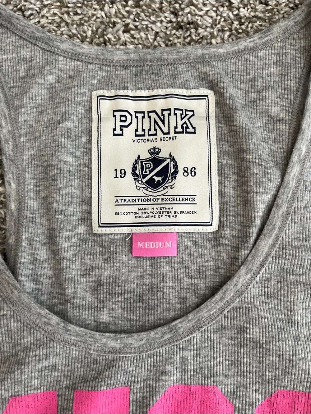 PINK Victoria’s Secret Gray Rhinestone Y2K Tank Top - Picture 2 of 4